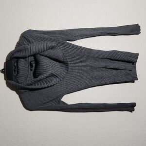 I.N.C International Concepts cowl sweater ribbed bodycon knit size L Large gray